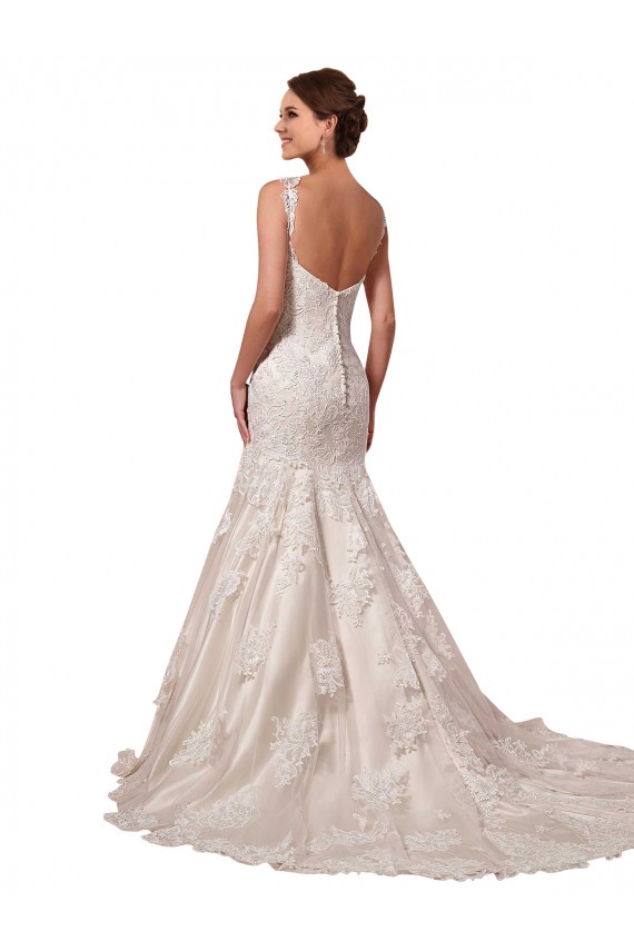 Sleeveless V-Neck Tulle & Lace Ivory Chapel Train Bridal Wedding Dress Leicester