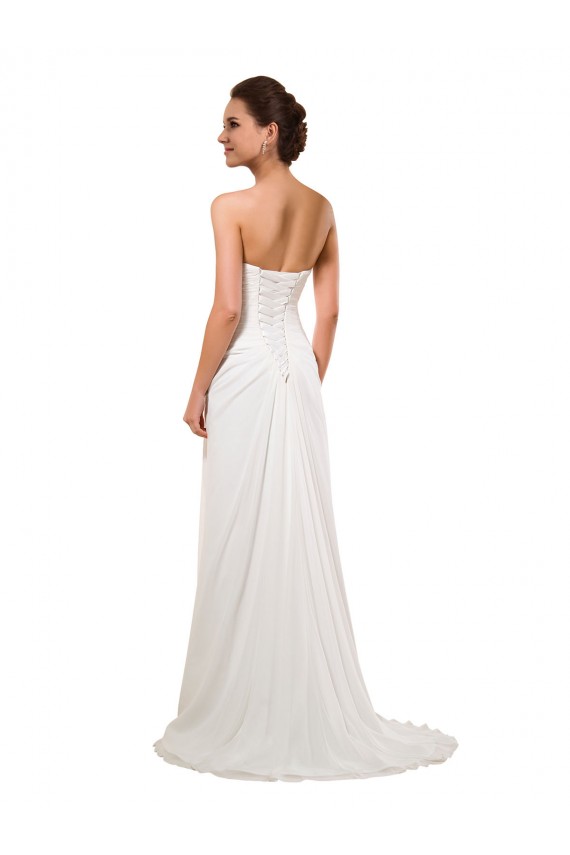 Sleeveless Sweetheart Soft Chiffon Ivory Chapel Train Wedding Gowns Leicester