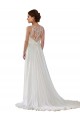 Sleeveless Illusion Neck Soft Chiffon Ivory Sweep Train Boho Wedding Dress Leicester
