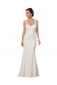 Sleeveless V-Neck Lace & Stretch Crepe Ivory Chapel Train Sexy Wedding Dress Leicester