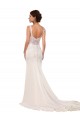 Sleeveless V-Neck Lace & Stretch Crepe Ivory Chapel Train Sexy Wedding Dress Leicester