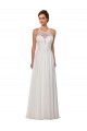 Sleeveless Illusion Neck Soft Chiffon Ivory Chapel Train Wedding Dress Leicester