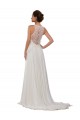 Sleeveless Illusion Neck Soft Chiffon Ivory Chapel Train Wedding Dress Leicester