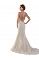 Sleeveless Sweetheart Lace Ivory Chapel Train Bridal Gown Leicester