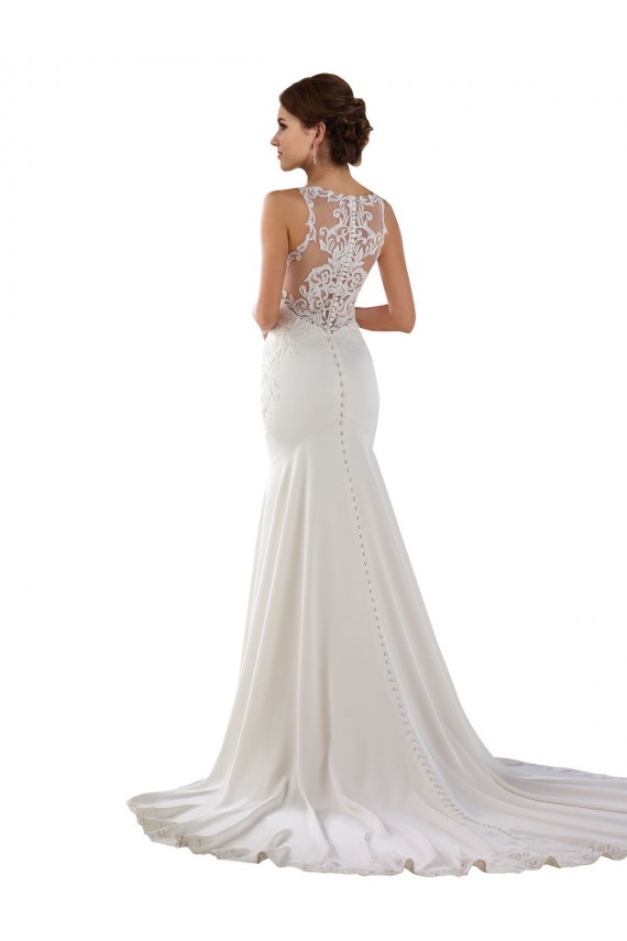 Sleeveless Sweetheart Lace & Stretch Crepe Ivory Sweep Train Modern Wedding Dress Leicester