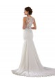 Sleeveless Sweetheart Lace & Stretch Crepe Ivory Sweep Train Modern Wedding Dress Leicester
