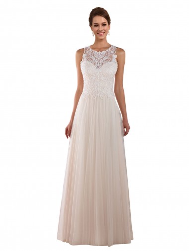 Sleeveless High Neck Tulle & Lace Ivory Chapel Train Boho Wedding Dress Leicester