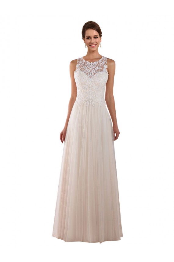 Sleeveless High Neck Tulle & Lace Ivory Chapel Train Boho Wedding Dress Leicester
