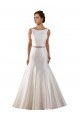 Sleeveless Bateau Neck Satin Ivory Chapel Train Modern Wedding Dress Leicester