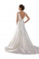 Sleeveless Bateau Neck Satin Ivory Chapel Train Modern Wedding Dress Leicester