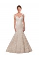 Cap Sleeves Illusion Neck Lace White Chapel Train Wedding Dress Leicester