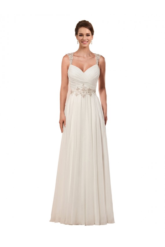 Sleeveless Sweetheart Soft Chiffon Ivory Sheath Chapel Train Wedding Dress Leicester