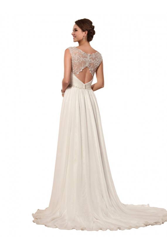 Sleeveless Sweetheart Soft Chiffon Ivory Sheath Chapel Train Wedding Dress Leicester