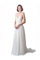 Sleeveless V-Neck Soft Chiffon & Lace Ivory Chapel Train Beach Wedding Dress Leicester