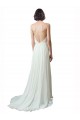 Sleeveless V-Neck Soft Chiffon & Lace Ivory Chapel Train Beach Wedding Dress Leicester