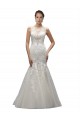 Sleeveless Illusion Neck Tulle & Lace Ivory Sweep Train Wedding Dress Leicester