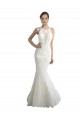 Sleeveless Illusion Neck Tulle Ivory Chapel Train Beach Wedding Dress Leicester