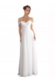 Sleeveless Off the Shoulder Soft Chiffon Ivory Sweep Train Beach Wedding Dress Leicester