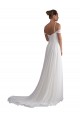 Sleeveless Off the Shoulder Soft Chiffon Ivory Sweep Train Beach Wedding Dress Leicester