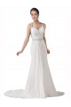 Sleeveless Sweetheart Soft Chiffon White Chapel Train Beach Wedding Dress Leicester