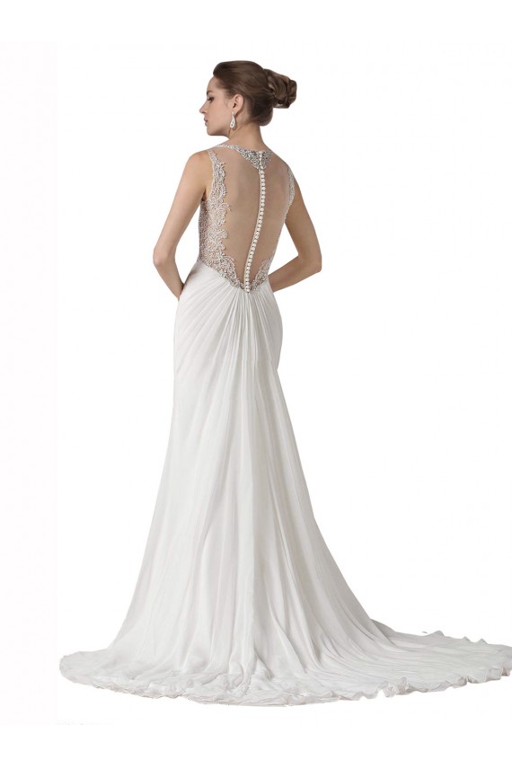 Sleeveless Sweetheart Soft Chiffon White Chapel Train Beach Wedding Dress Leicester