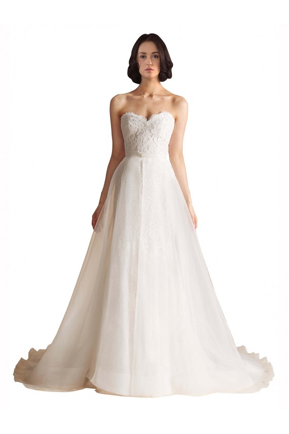 Sleeveless Sweetheart Tulle Ivory Sweep Train Bridal Wedding Dress Leicester