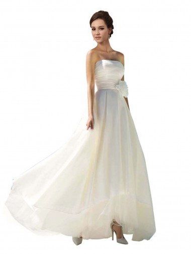 Sleeveless Strapless Soft Chiffon Ivory Long Wedding Dress Leicester