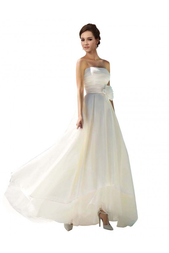 Sleeveless Strapless Soft Chiffon Ivory Long Wedding Dress Leicester