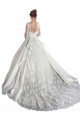 Long Sleeves Illusion Neck Satin & Lace White Cathedral Train Wedding Dress Leicester
