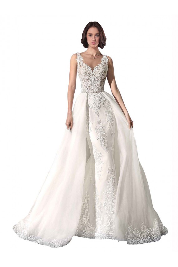 Sleeveless Sweetheart Tulle & Lace White Mermaid Chapel Train Wedding Dress Leicester