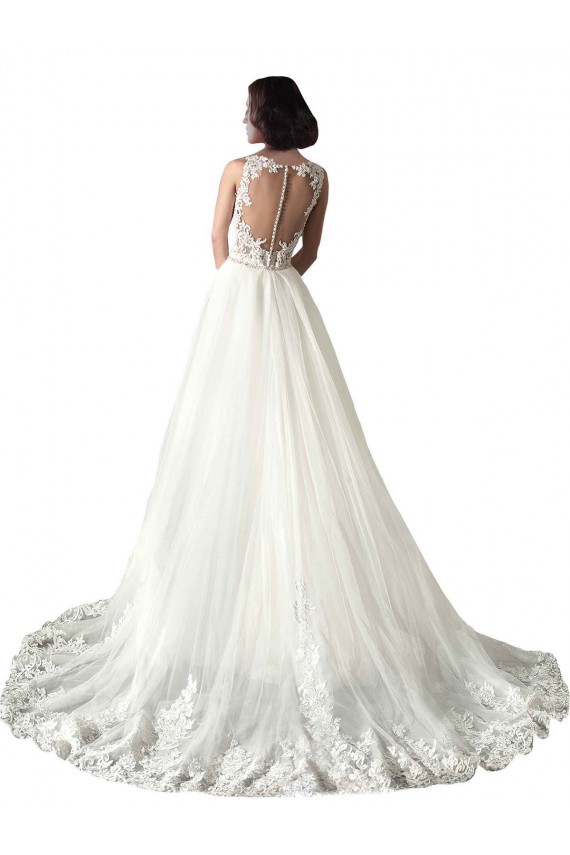 Sleeveless Sweetheart Tulle & Lace White Mermaid Chapel Train Wedding Dress Leicester