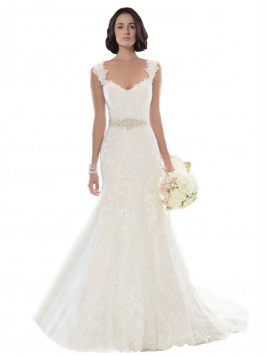 Sleeveless Off the Shoulder Lace White Chapel Train Beach Wedding Dress Leicester
