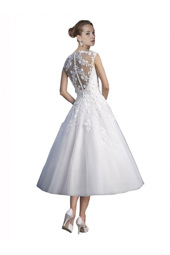 Sleeveless Sweetheart Tulle & Lace Ivory Tea Length Beach Wedding Dress Leicester