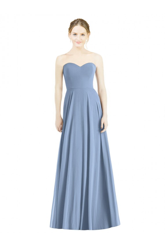 Sleeveless Sweetheart Soft Chiffon Dusty Blue Long Evening Dress / Bridesmaid Dress Leicester