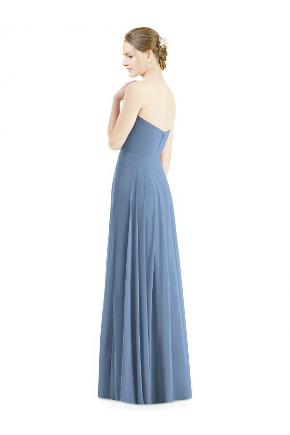 Sleeveless Sweetheart Soft Chiffon Dusty Blue Long Evening Dress / Bridesmaid Dress Leicester