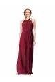 Sleeveless Halter Neck Chiffon Burgundy Long Evening Gowns / Bridesmaid Dresses Leicester