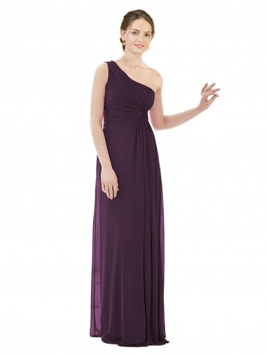 Sleeveless One Shoulder Soft Chiffon Grape Long Evening Dress / Bridesmaid Dress Leicester