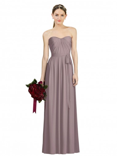 Sleeveless Sweetheart Soft Chiffon Dusty Rose Long Bridesmaid Dress Leicester