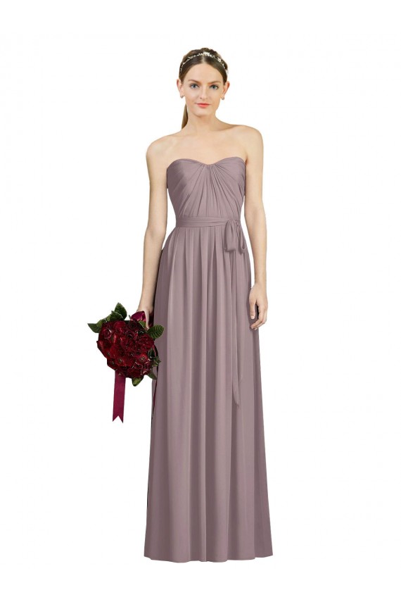 Sleeveless Sweetheart Soft Chiffon Dusty Rose Long Bridesmaid Dress Leicester