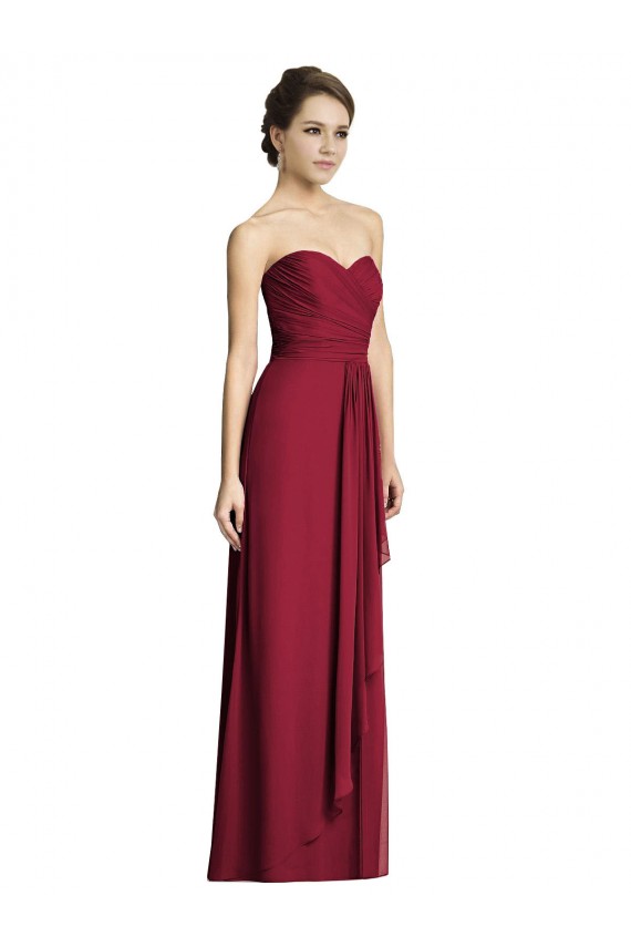 Sleeveless Sweetheart Soft Chiffon Burgundy A-Line Long Formal Dress / Bridesmaid Dress Leicester