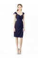 Cap Sleeves Sweetheart Soft Chiffon Dark Navy Knee Length Bridesmaid Dress Leicester