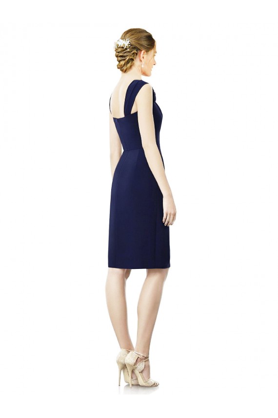 Cap Sleeves Sweetheart Soft Chiffon Dark Navy Knee Length Bridesmaid Dress Leicester