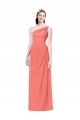 Sleeveless One Shoulder Soft Chiffon Coral Long Bridesmaid Dress Leicester