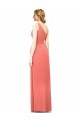 Sleeveless One Shoulder Soft Chiffon Coral Long Bridesmaid Dress Leicester