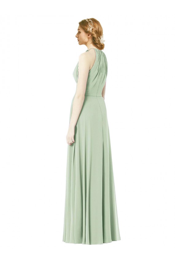 Sleeveless Halter Neck Soft Chiffon Emerald Green Long Bridesmaid Dress Leicester