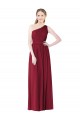 Sleeveless One Shoulder Soft Chiffon Burgundy Long Bridesmaid Gown Leicester