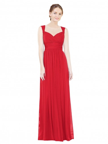 Sleeveless Sweetheart Chiffon Red Long Bridesmaid Dress / Evening Dress Leicester