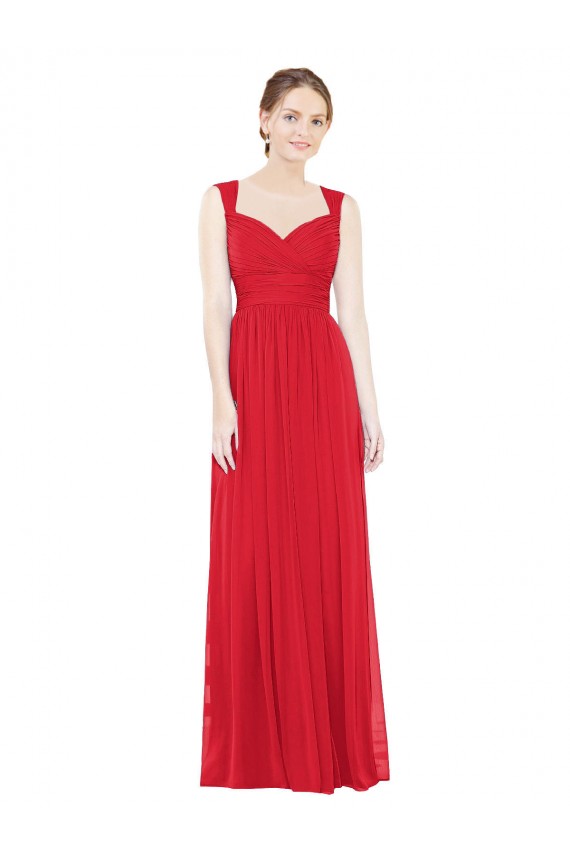 Sleeveless Sweetheart Chiffon Red Long Bridesmaid Dress / Evening Dress Leicester
