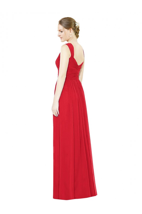 Sleeveless Sweetheart Chiffon Red Long Bridesmaid Dress / Evening Dress Leicester