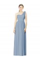 Sleeveless One Shoulder Soft Chiffon Dusty Blue Long Bridesmaid Dress Leicester
